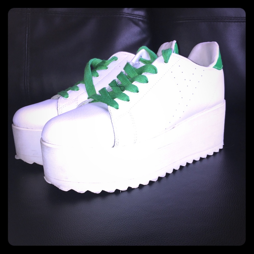 YRU platform sneaker  white green “Stan Smith”